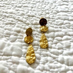 Gold Crinkled Coin Earrings
